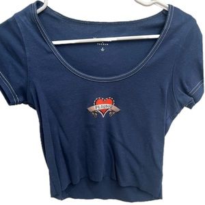 Playboy x PacSun Blue Crop Tee - Limited Edition